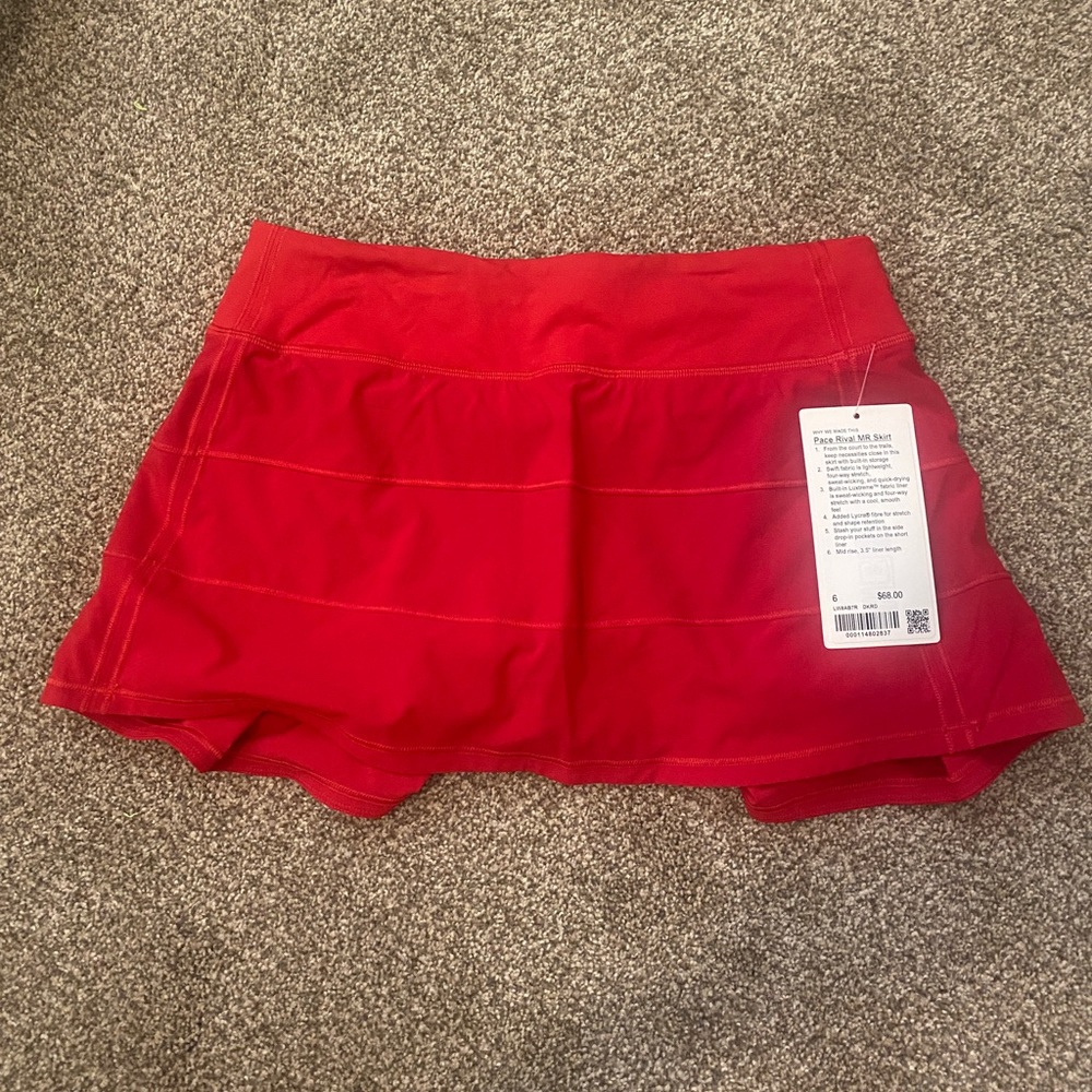NWT Lululemon pace rival skirt size 6